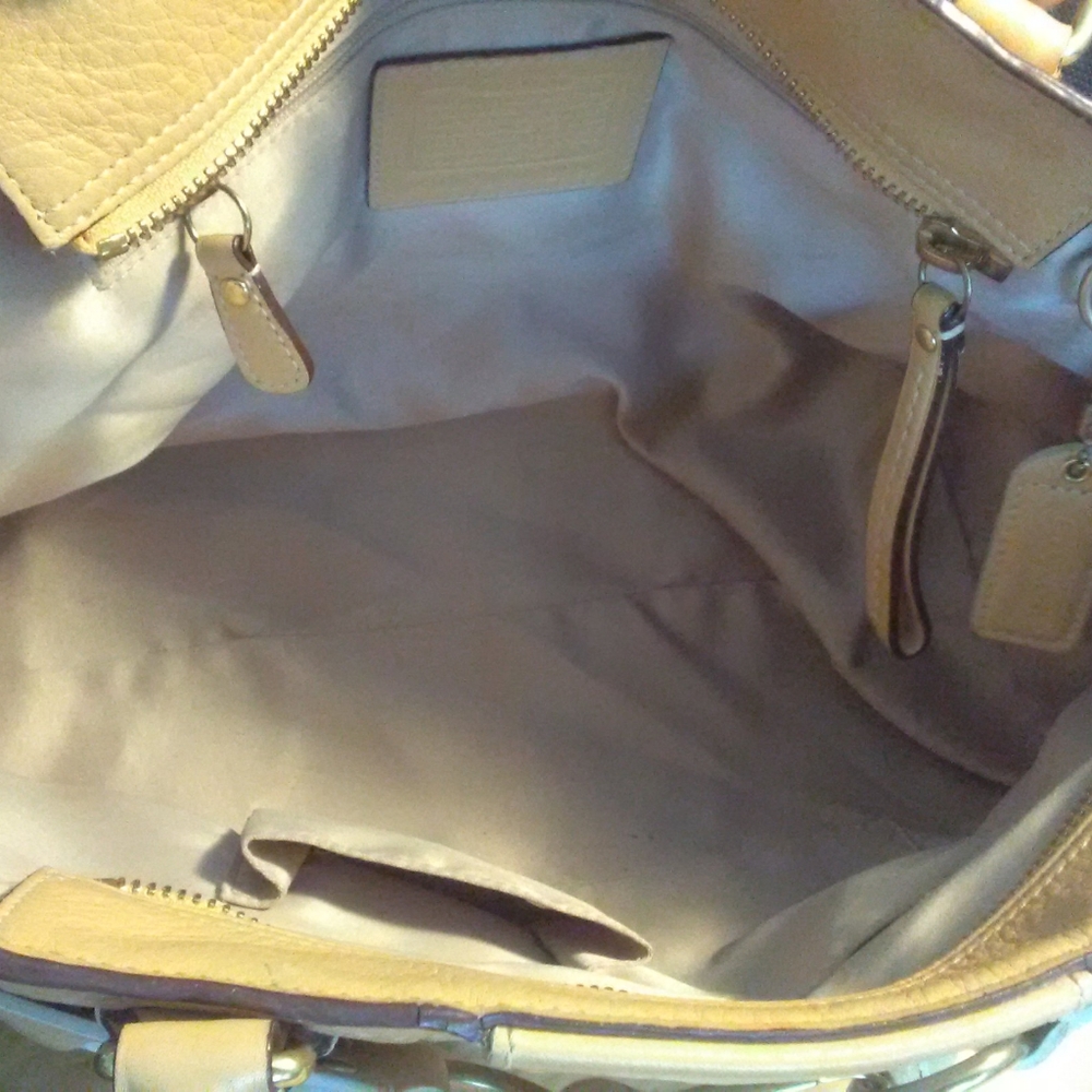 Coach Beige Leather Shoulder Bag with Tassel - Picture 4 of 15